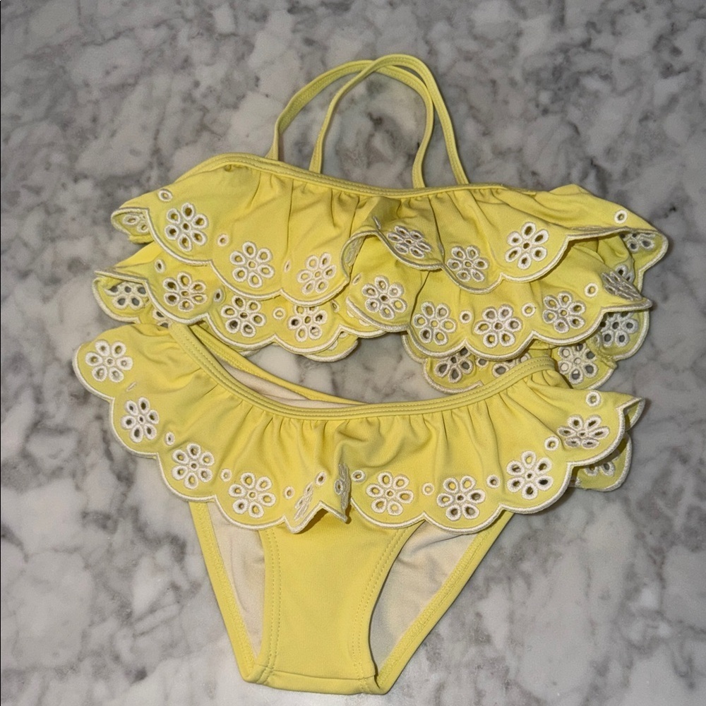 NWT Janie & Jack Yellow Ruffled Bikini Set 2T